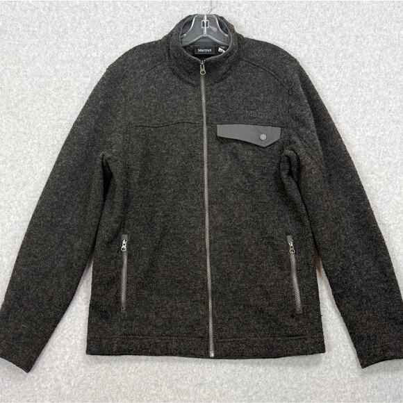 Marmot Poacher Pile Sweater Jacket Size M Wool Blend Pockets Hiking Trail Cozy - Picture 2 of 16